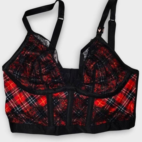 Victorias Secret | Very Sexy Long Line Bralette | Sz Large | Red Black Lace NWT - Picture 1 of 7